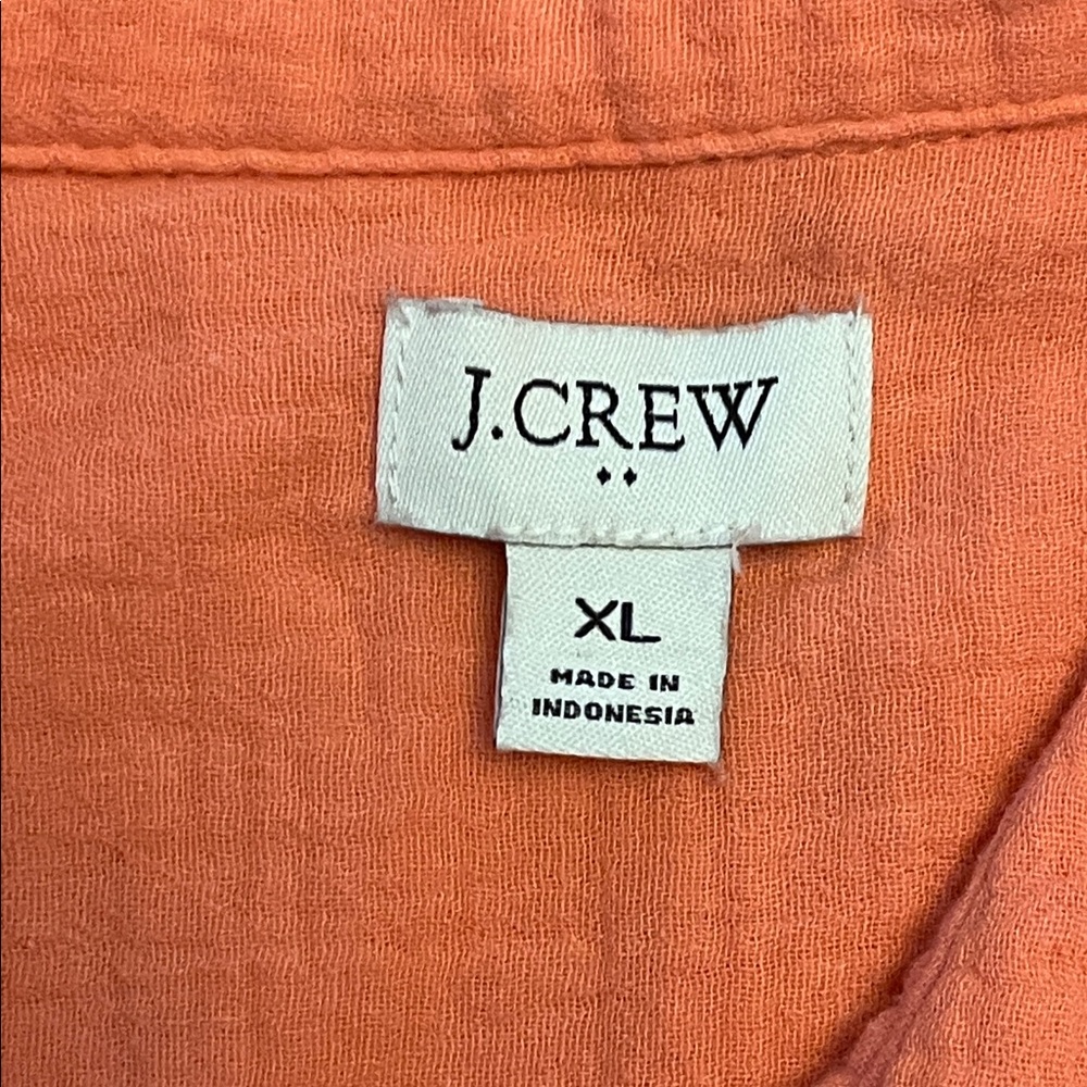 J. Crew Factory 100% Cotton Gauze Shirt Orange Button Down Size XL - Picture 11 of 13